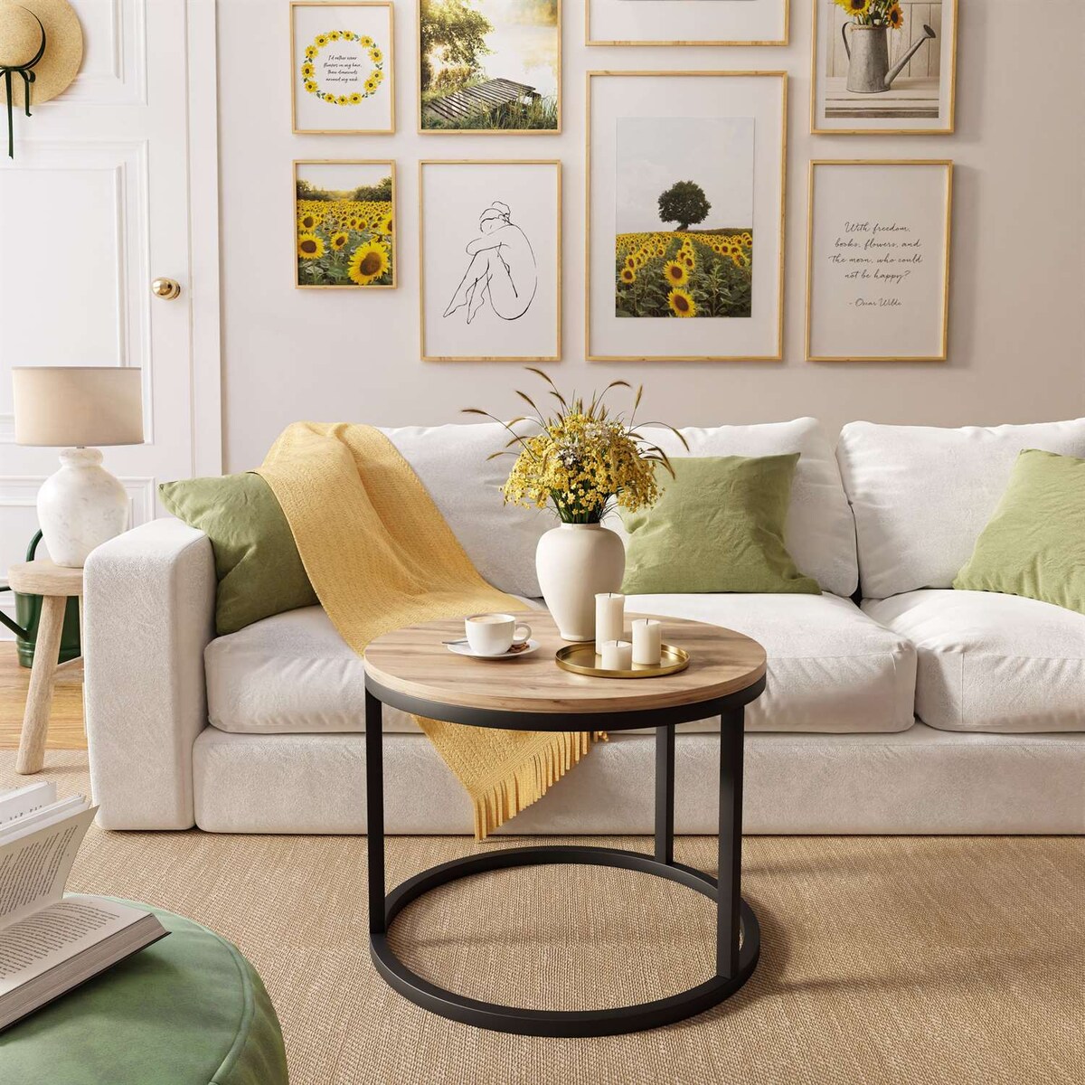 Okrągły stolik kawowy CIRI czarny dąb wotan