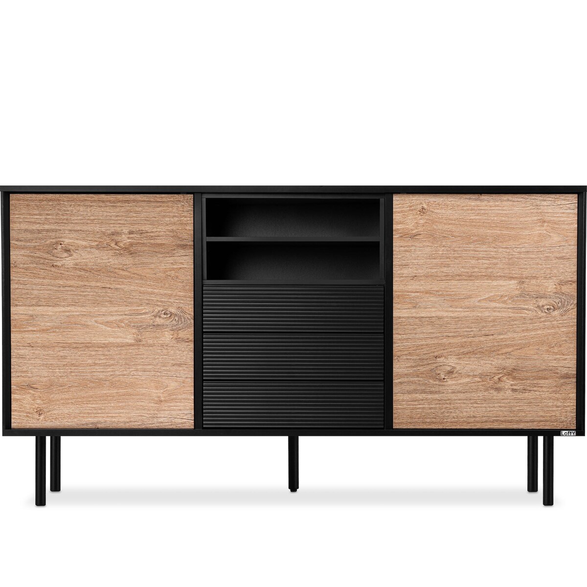 KONSIMO LOFTY Komoda z ryflowanym frontem