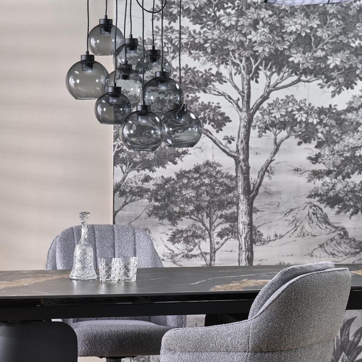 Lampa wisząca TK Lighting CUBUS GRAPHITE 10208, 9xE27, grafitowo-czarna, regulowana, 58 cm