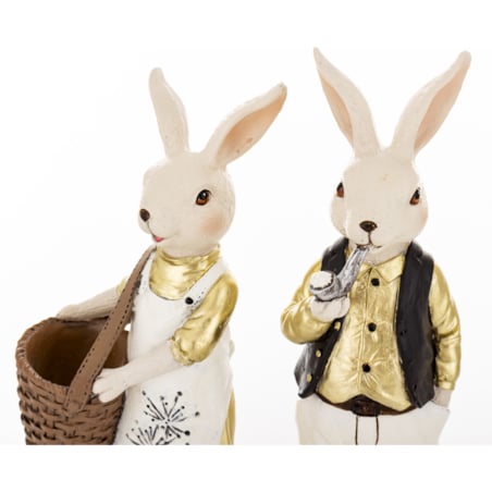 Dekoracja - para królików 26x7x5 i 24,5x9x8 cm FRODO-2 z pustym koszem króliczki