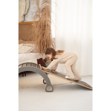 MAŁY bujak montessori + MAŁA zjeżdżalnia CHMURKI - szary