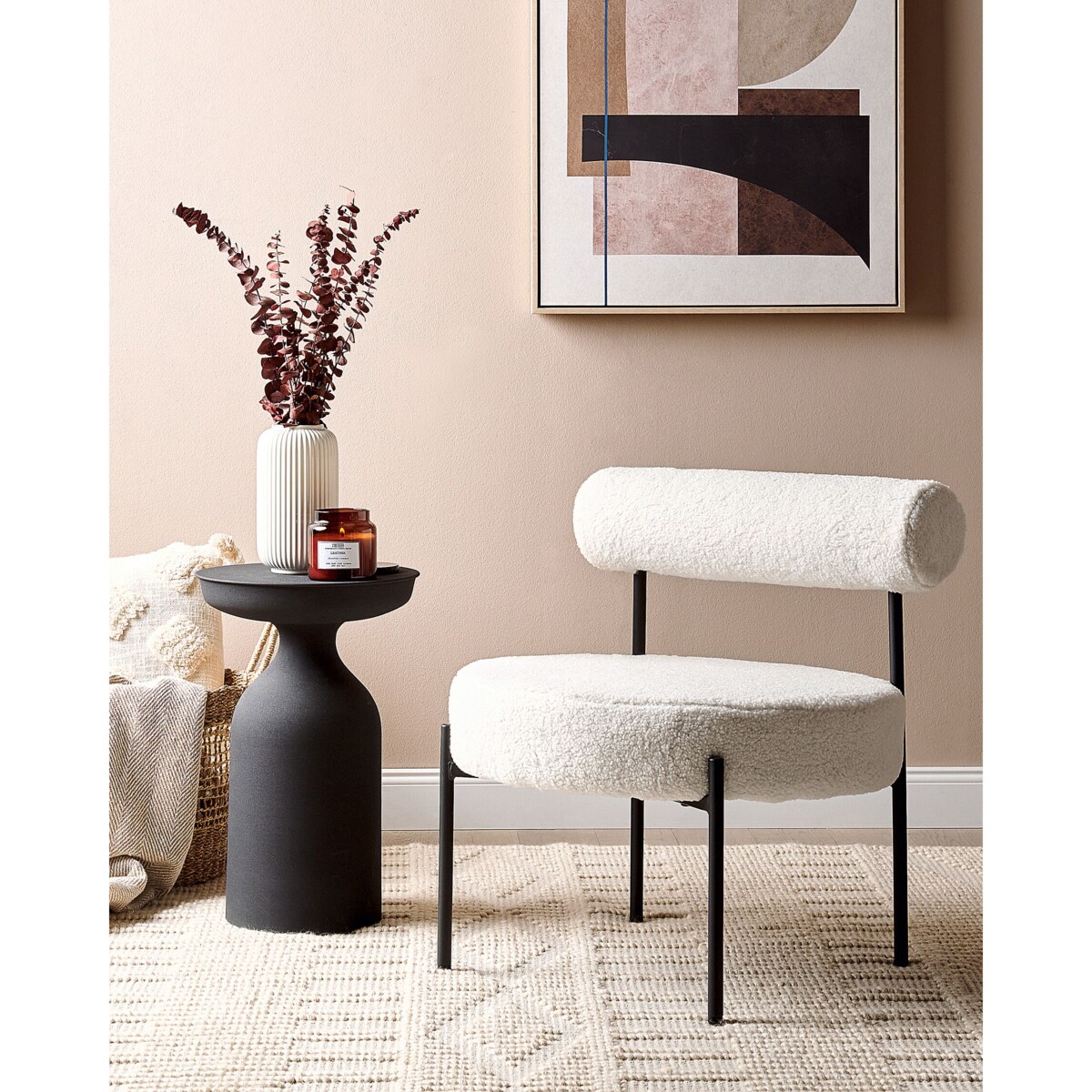 Fotel boucle biały ALPHA