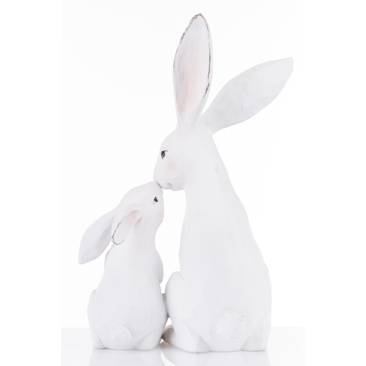 Dekoracja - figurka 2 białe przytulone 27x18x11 cm ZAJĄCZKI-2