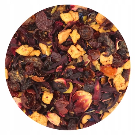 Herbata owocowa MAGICZNA NOC o smaku wiśniowo - marcepanowo - cynamonowym - herbata liściasta sypana mieszanka napar susz - gotowa na prezent upominek