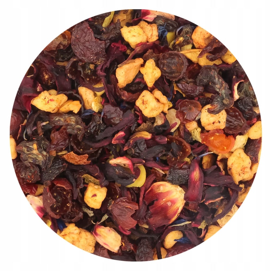 Herbata owocowa MAGICZNA NOC o smaku wiśniowo - marcepanowo - cynamonowym - herbata liściasta sypana mieszanka napar susz - gotowa na prezent upominek