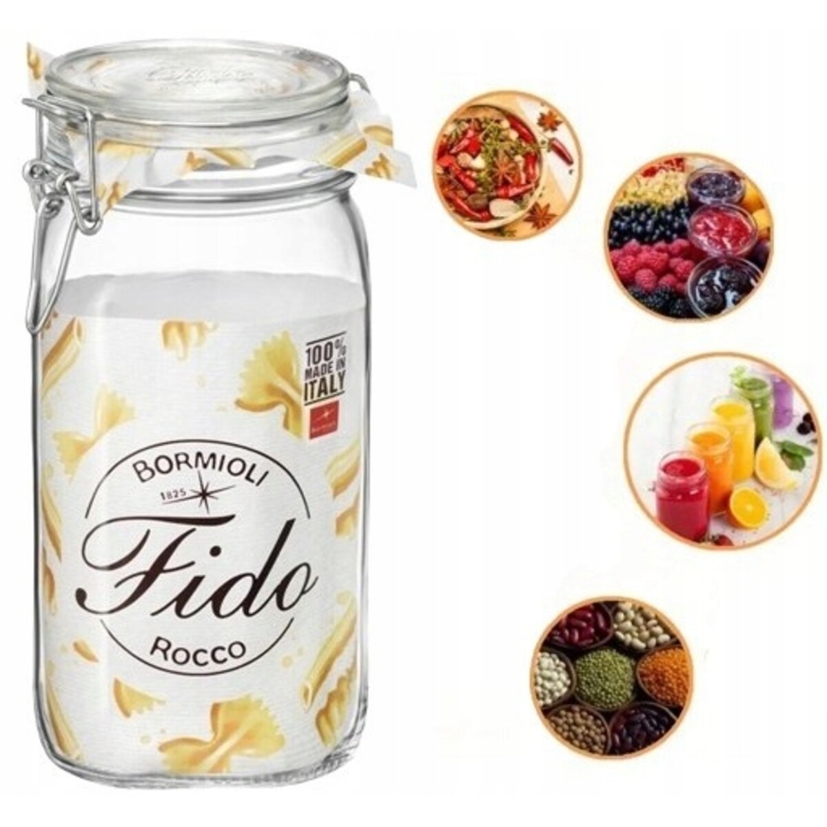 SŁOIK POJEMNIK hermetyczny 1,5 L BORMIOLI FIDO na żywność kapustę grzyby
