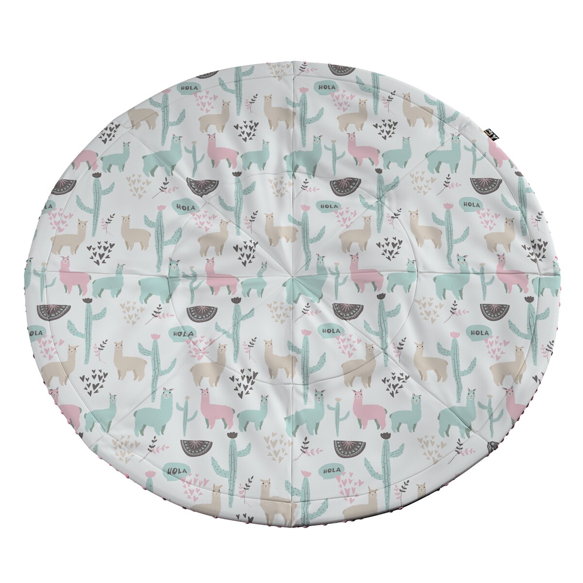 Mata okrągła, pastelowe lamy na jasnoszarym tle, 130cm, Magic Collection