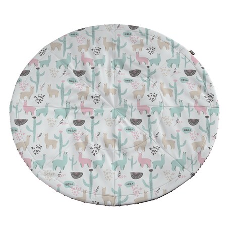 Mata okrągła, pastelowe lamy na jasnoszarym tle, 130cm, Magic Collection