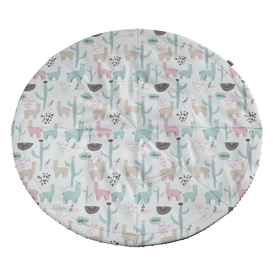 Mata okrągła, pastelowe lamy na jasnoszarym tle, 130cm, Magic Collection