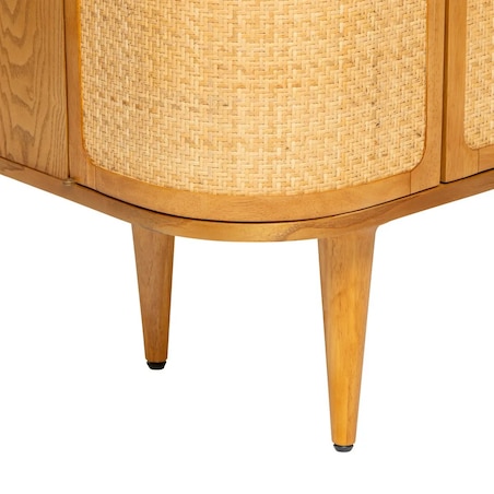 Komoda z drewna kauczukowego i plecionki Olbia 150 cm