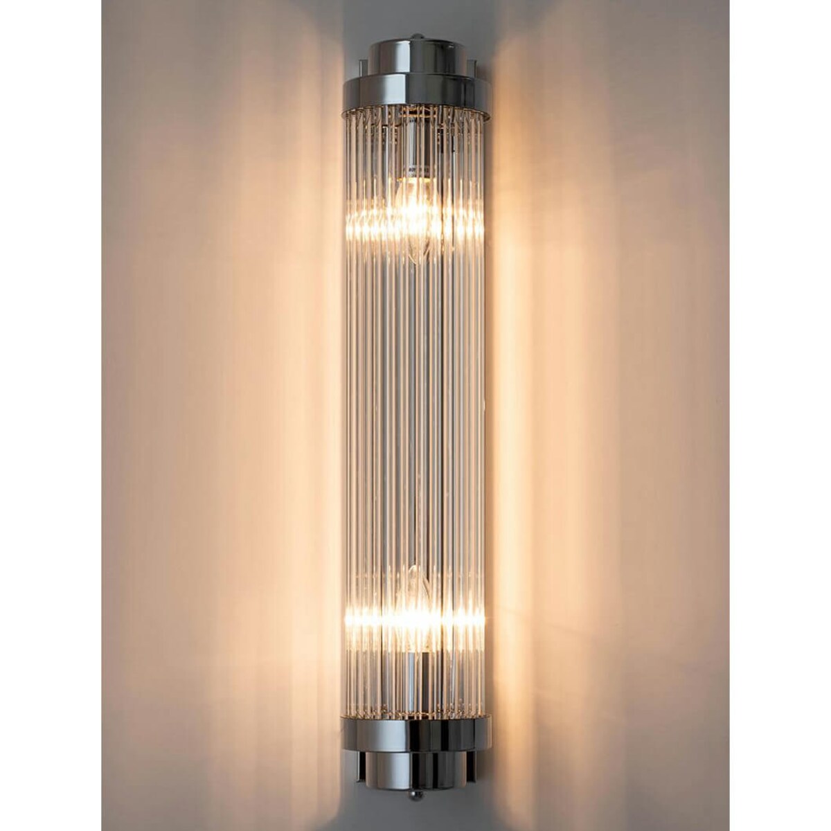 Szklana lampa ścienna Column MSE010100362 Moosee do jadalni chrom