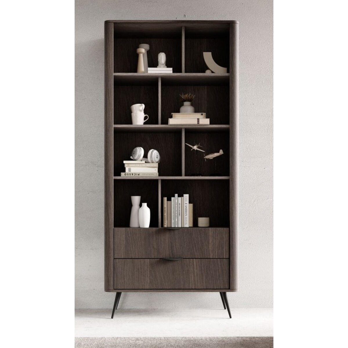 Regał ERIS częściowo zamknięty na metalowych nóżkach