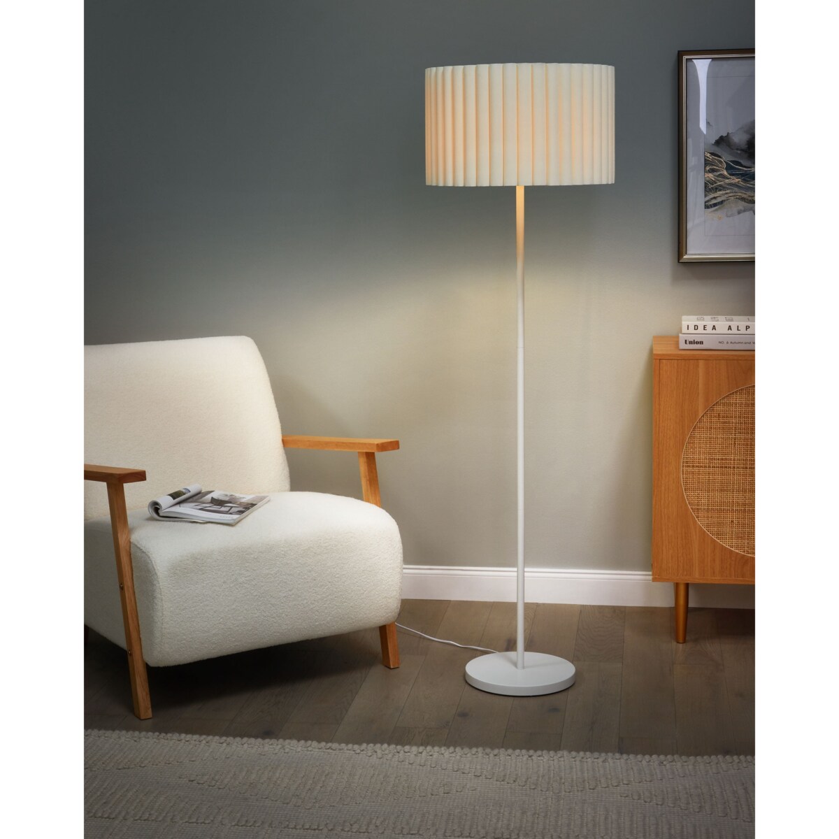 Lampa podłogowa LOURENS Metal Złamana biel