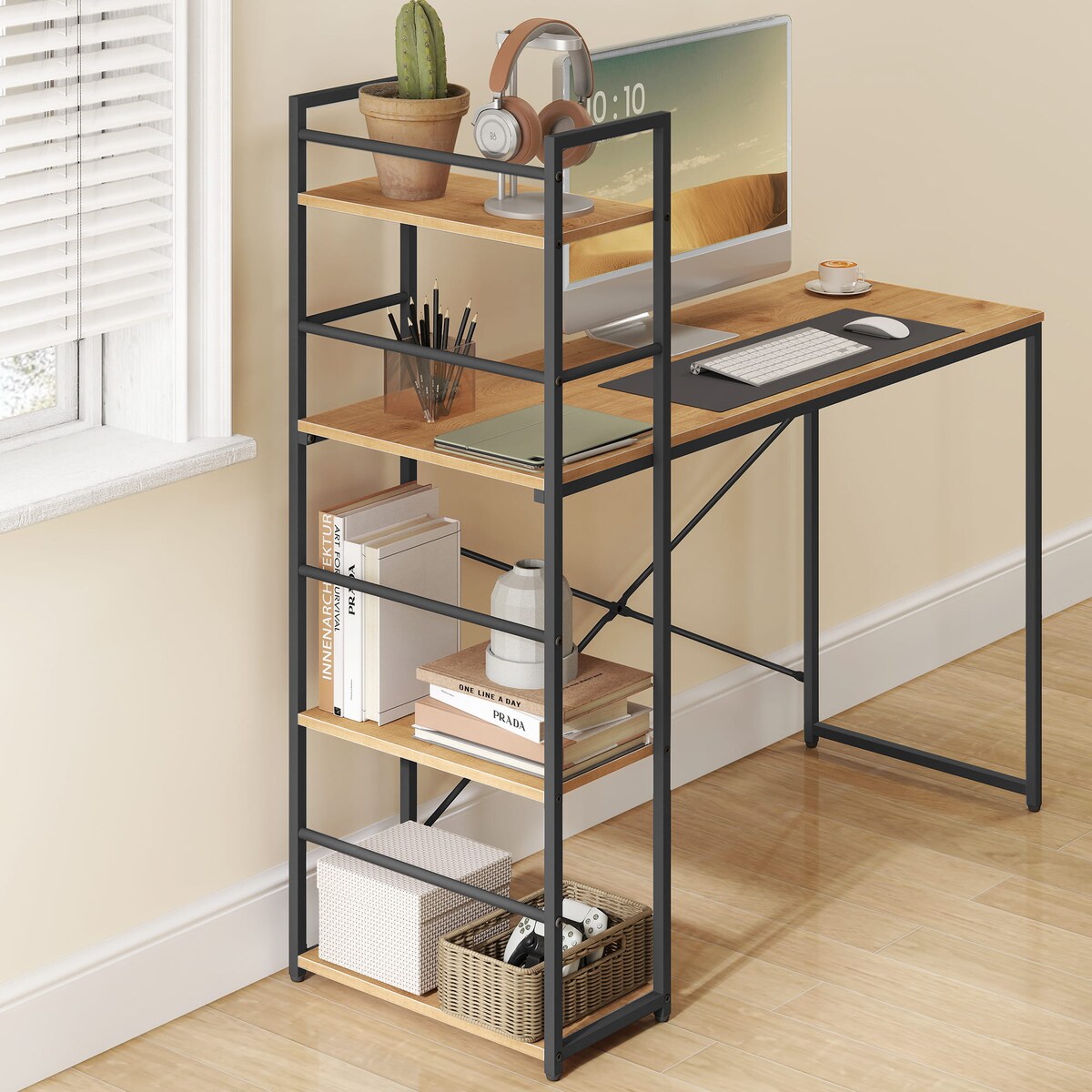 Biurko Komputerowe Max 4.0 Dąb, Czarny