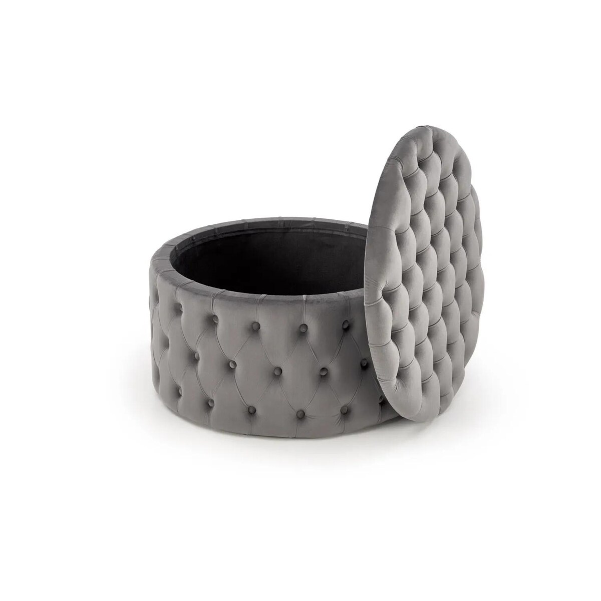 Pufa NUNEZ VELVET szara ze schowkiem