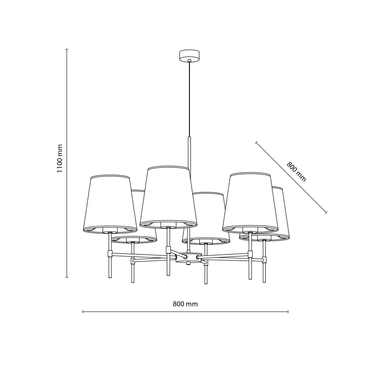Żyrandol TK Lighting ELIZABETH SABIA 11167 beżowy 6xE27 klasyczny z regulacją wysokości