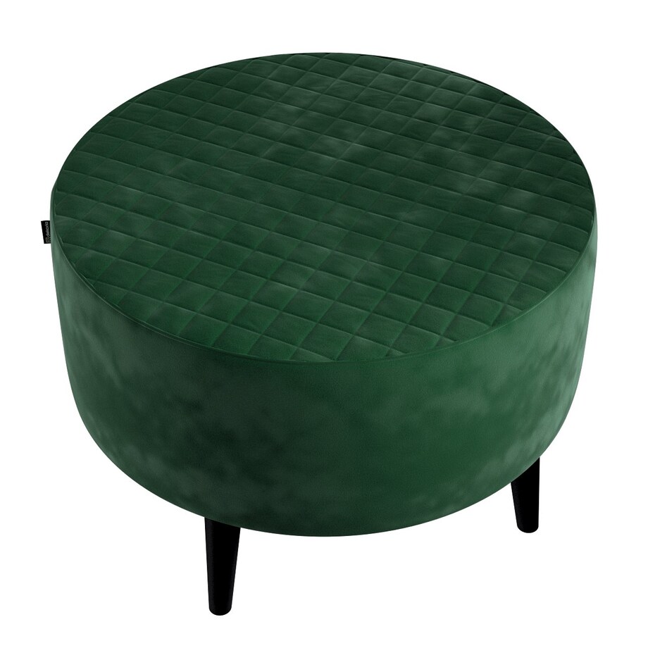 Podnóżek okrągły pikowany, butelkowa zieleń, Ø60 x 40 cm, Velvet