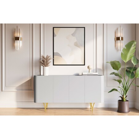 Nowoczesna szara komoda Dancan MONZA ze złotymi nóżkami / szer. 160 cm