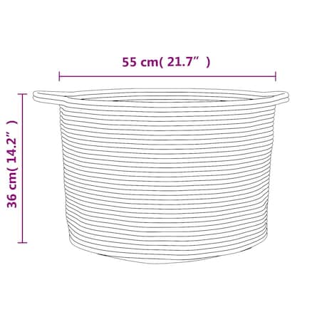 vidaXL Kosz na pranie, brązowo-biały, Ø55x36 cm, bawełna