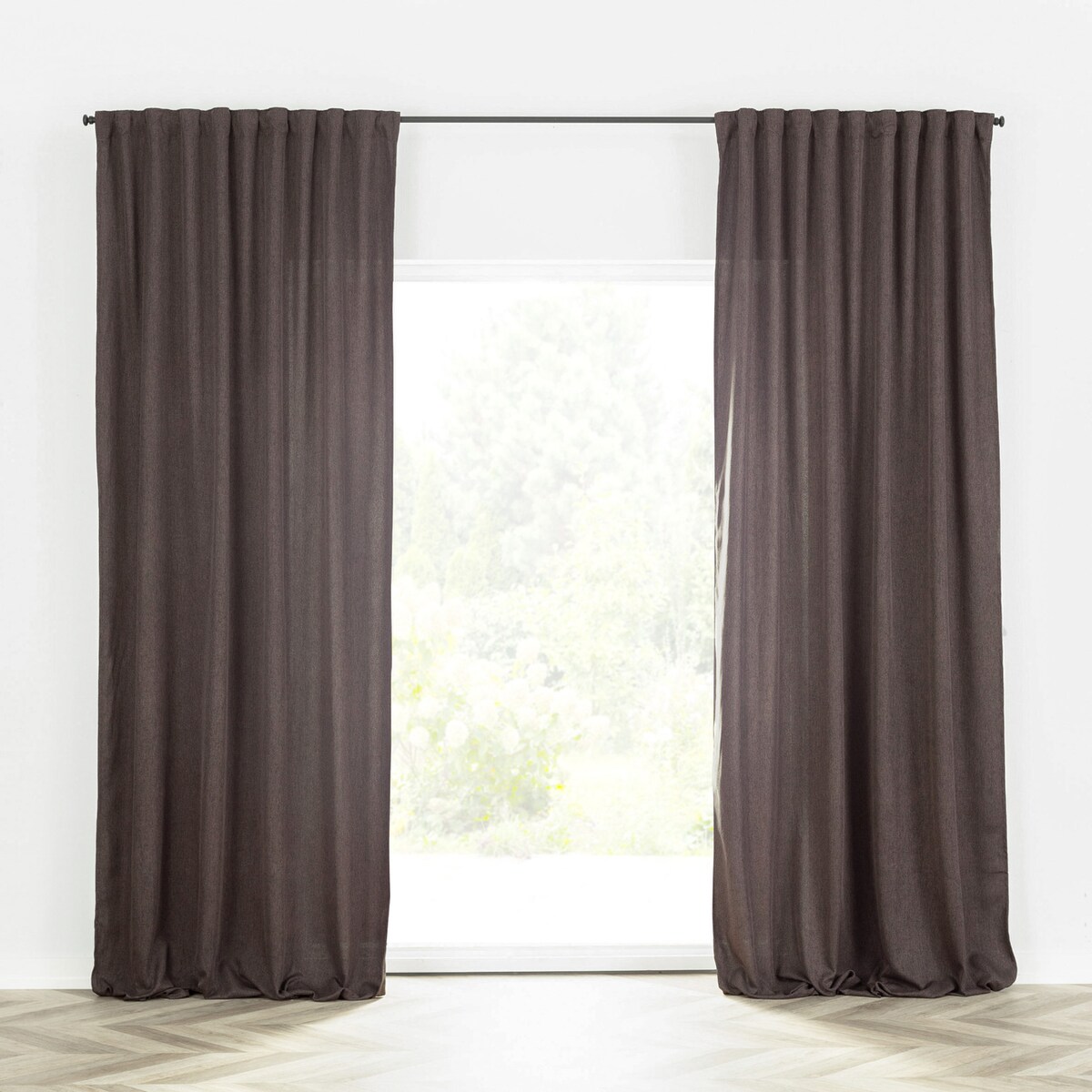 Zasłona BASIC na taśmie marszczącej 140x300 cm szarobrązowy 1 szt. 140x300 brązowy