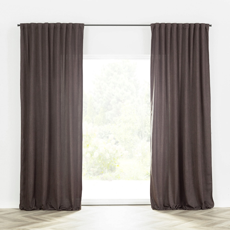 Zasłona BASIC na taśmie marszczącej 140x300 cm szarobrązowy 1 szt. 140x300 brązowy