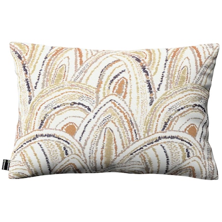 Poszewka Kinga na poduszkę prostokątną 47x28 oliwkowo-pomarańczowe łuki na kremowym tle
