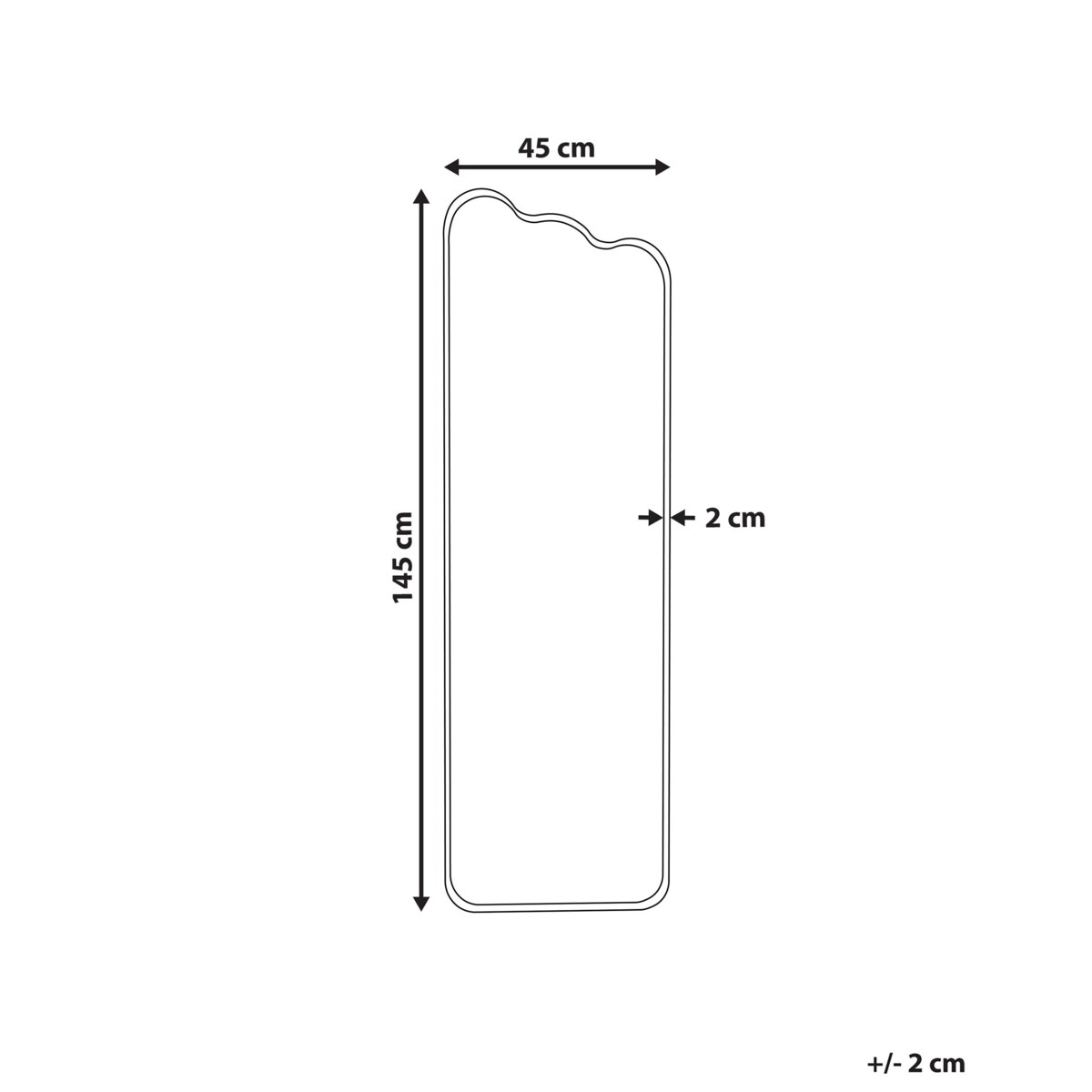 Metalowe lustro wiszące 45 x 145 cm białe ABZAC