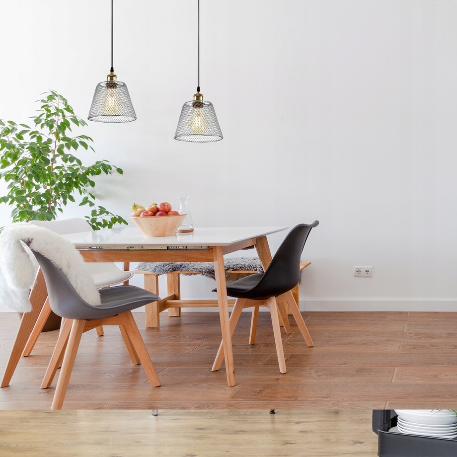 Lampa Sufitowa Wisząca Metalowa Chrom Siatka