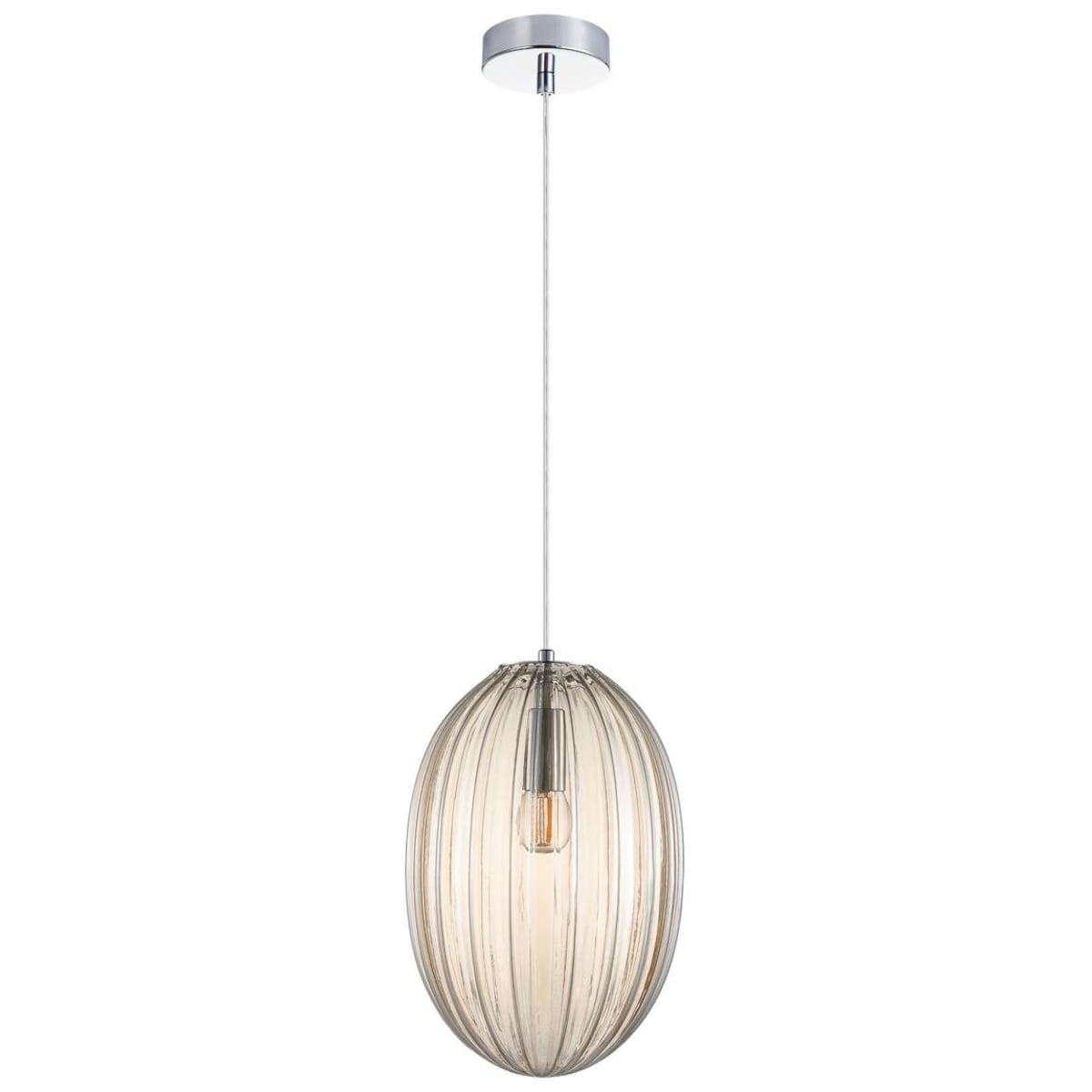 Wisząca LAMPA skandynawska PARLO PND-8112-1B-SG Italux plisowana OPRAWA szklany zwis chrom szary przydymiony