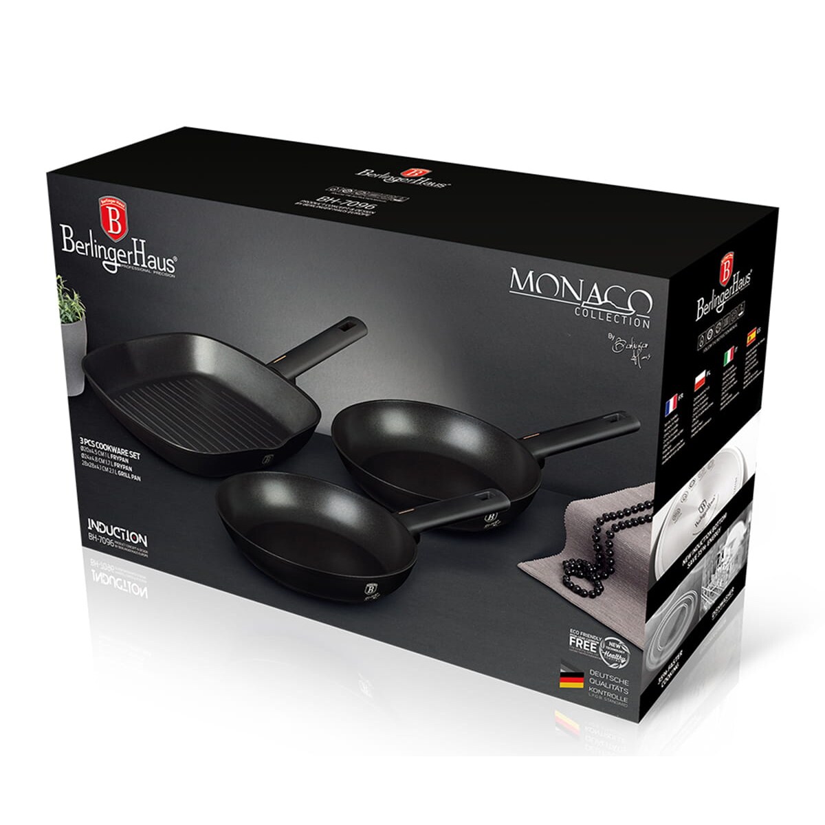 Zestaw 3 patelni tytanowych BERLINGER HAUS monaco