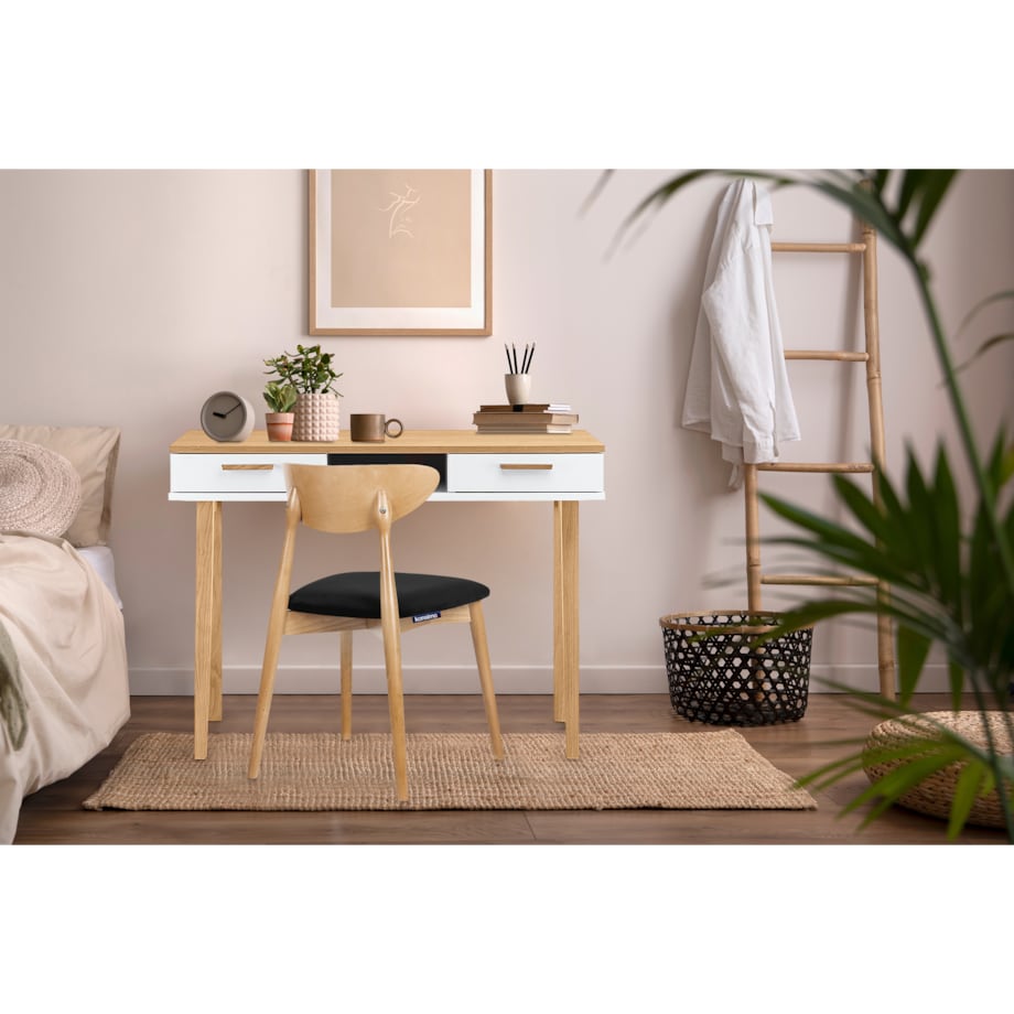 KONSIMO RABI drewniane krzesło dąb czarny welur