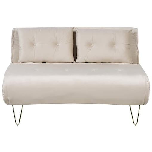 Sofa rozkładana dla 2 osób VESTFOLD Welur Beżowy