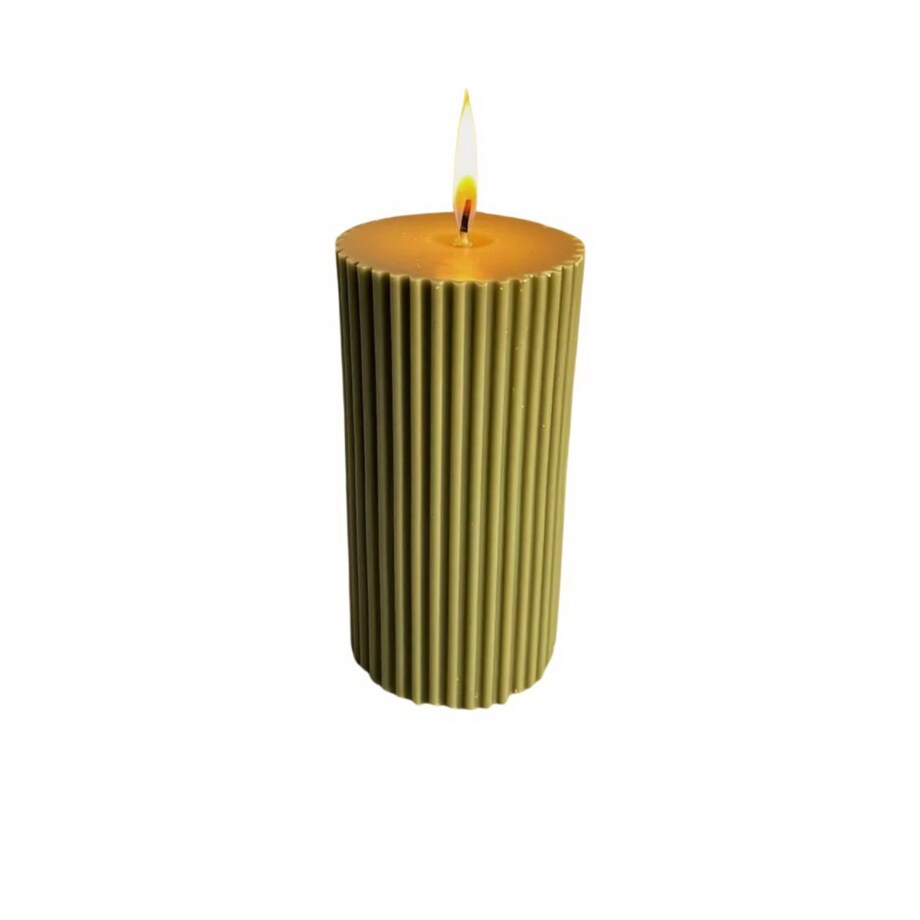 Świeca ekologiczna sojowa dekoracyjna kolumnowa zielona oliwkowa "Sage Green" 100x50mm