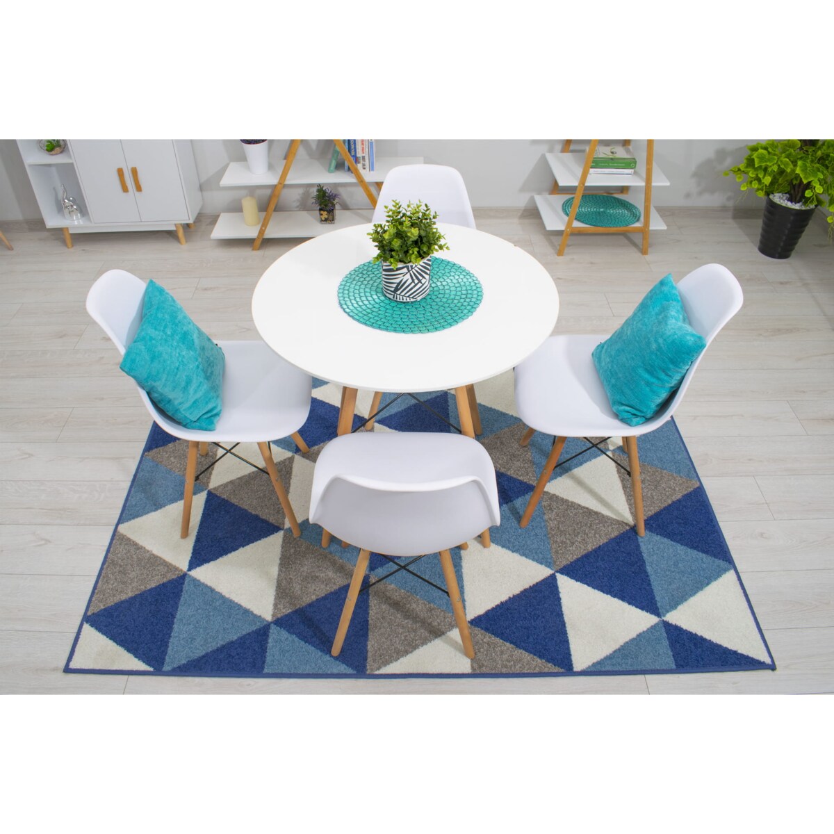 Zestaw Stół Do Jadalni Kuchni Salonu Biura Okrągły Todi 80 Cm Biały + 4 Krzesła Osaka Białe