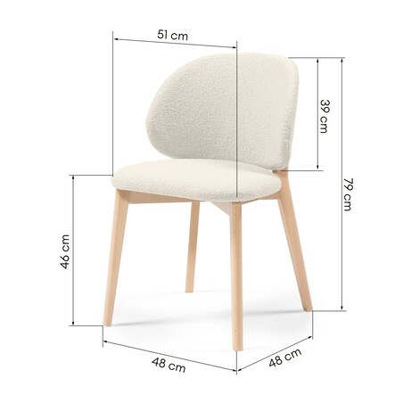 Krzesło SELMA -IV kremowe/buk/boucle 79x48x48 cm