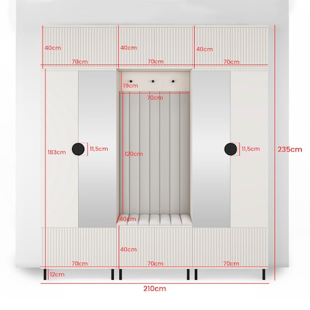 Zestaw szaf z lustrem do przedpokoju Ritmo wersja 3 Trinity 06 Kaszmir