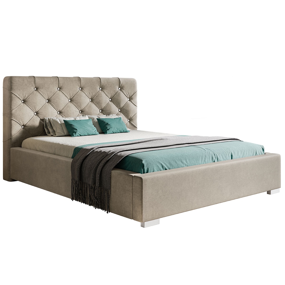 Łóżko jednoosobowe z pojemnikiem 120x200 BEN 11 - beżowe