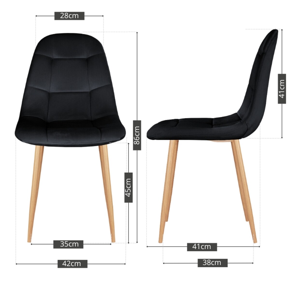 Krzesło tapicerowane czarne welurowe pikowane do salonu jadalni