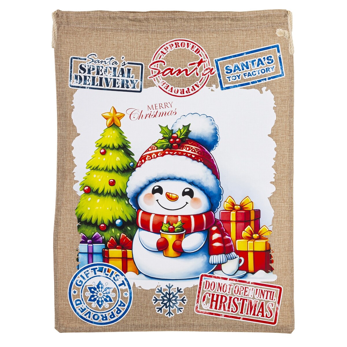 Worek świąteczny na prezenty 65x48,5x1 cm SPECIAL DELIVERY bałwanek