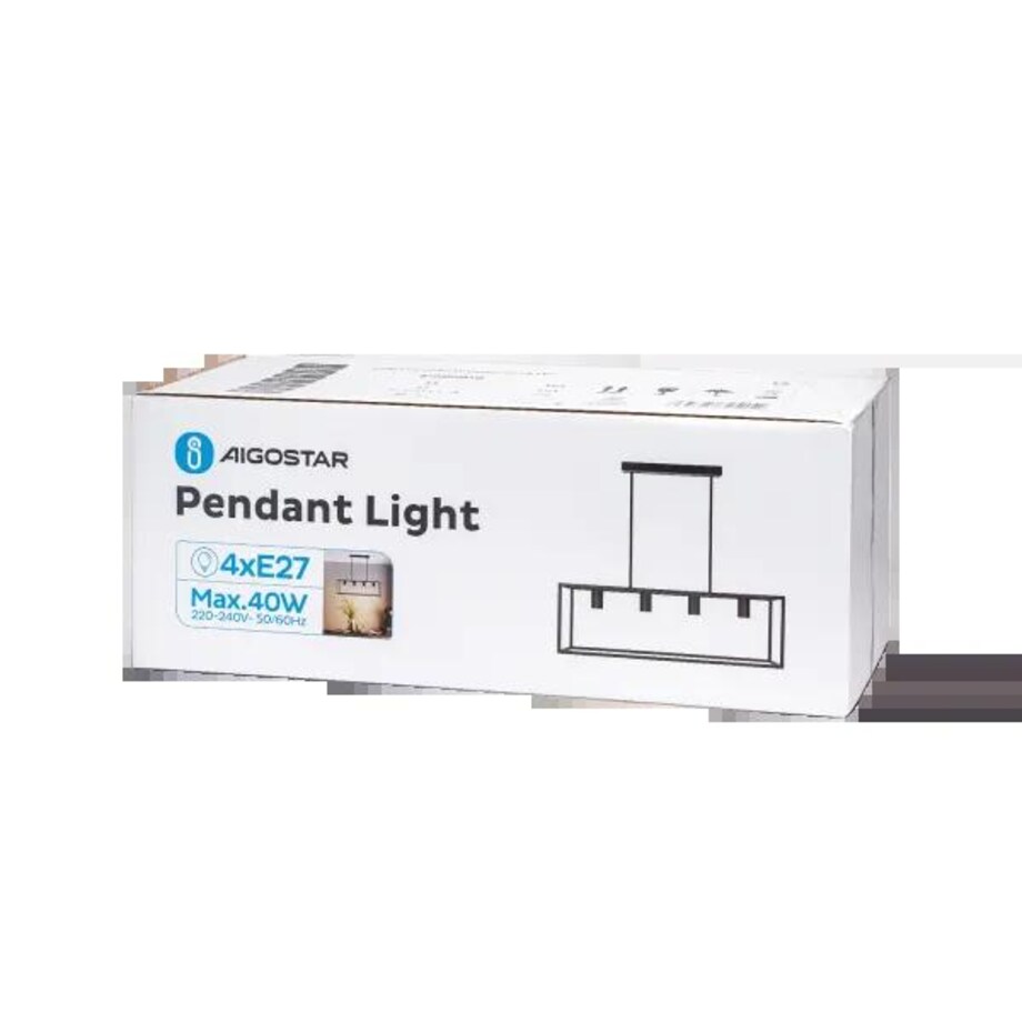 4-punktowa metalowa lampa wisząca z regulowanym drążkiem, e27 40-110 cm