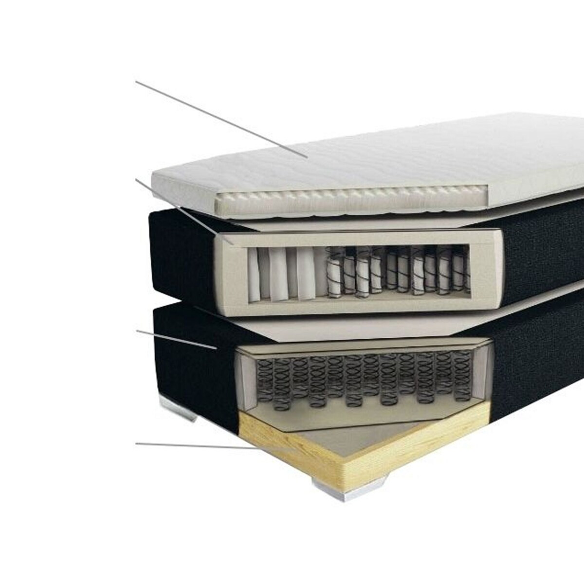 Łóżko kontynentalne tapicerowane 180 x 200 cm czarne PRESIDENT