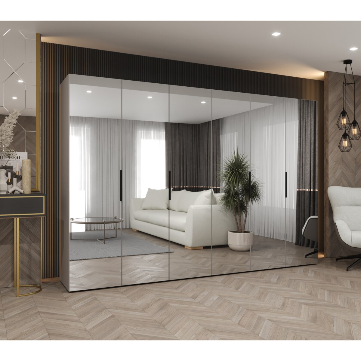 Szafa uchylna otwierana MARBELLA 3 300 wys. 202 cm Kaszmir + u. Czarny