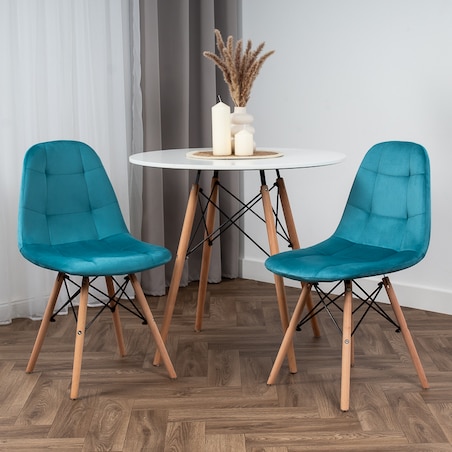 Krzesło Tapicerowane Welurowe Do Jadalni Salonu Pikowane Skandynawskie