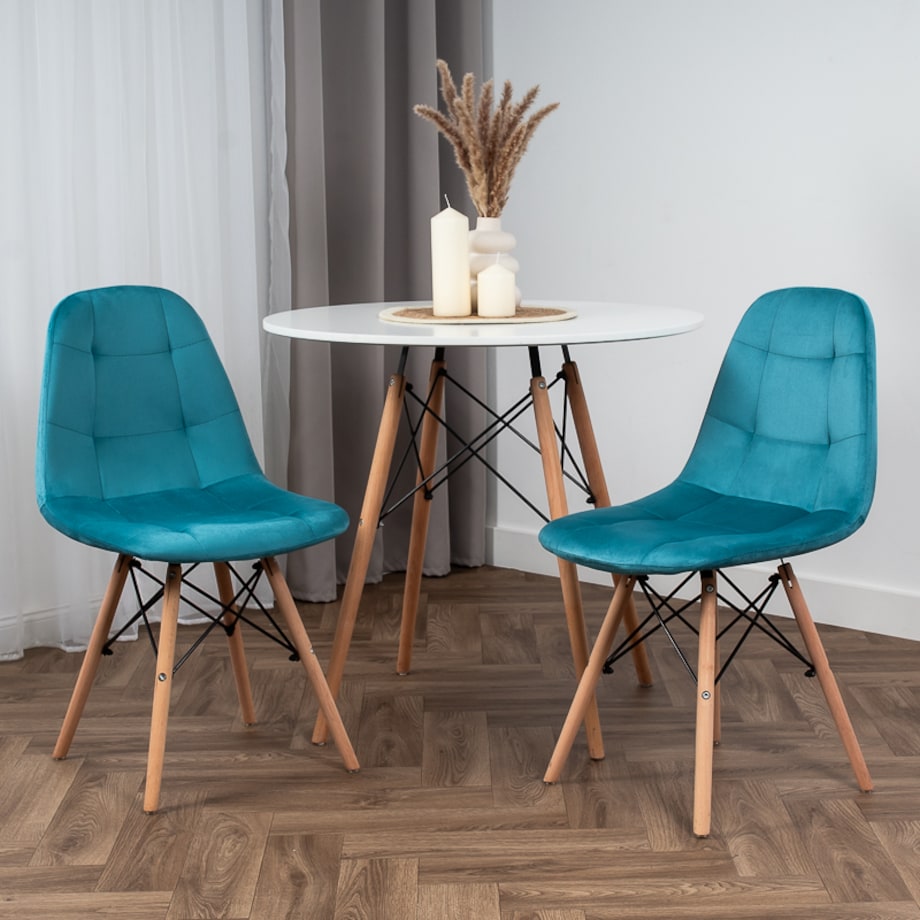 Krzesło Tapicerowane Welurowe Do Jadalni Salonu Pikowane Skandynawskie