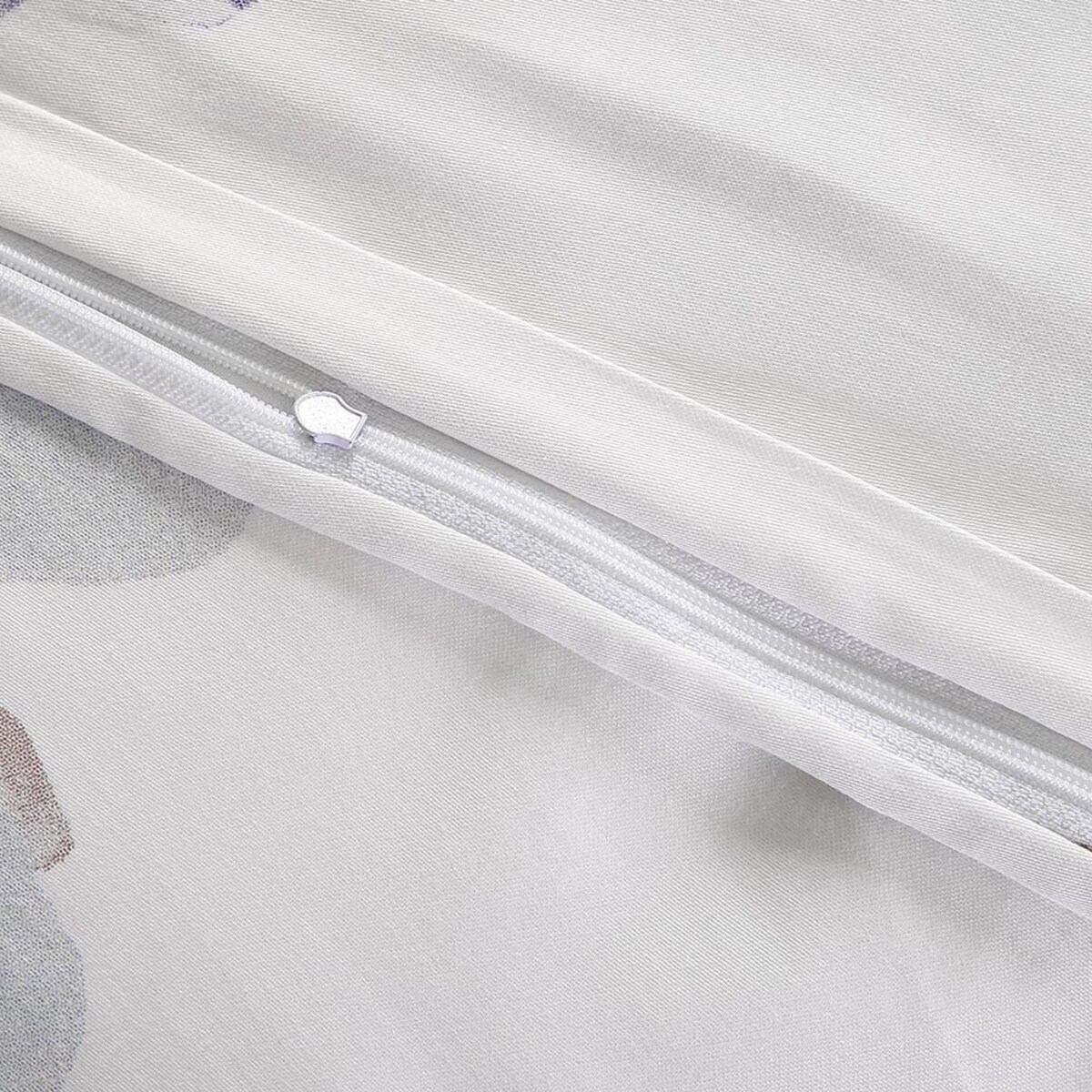 Pościel satyna bawełniana 180x200 Lunara biała w duże pastelowe niebieskie kwiaty, Satynlove