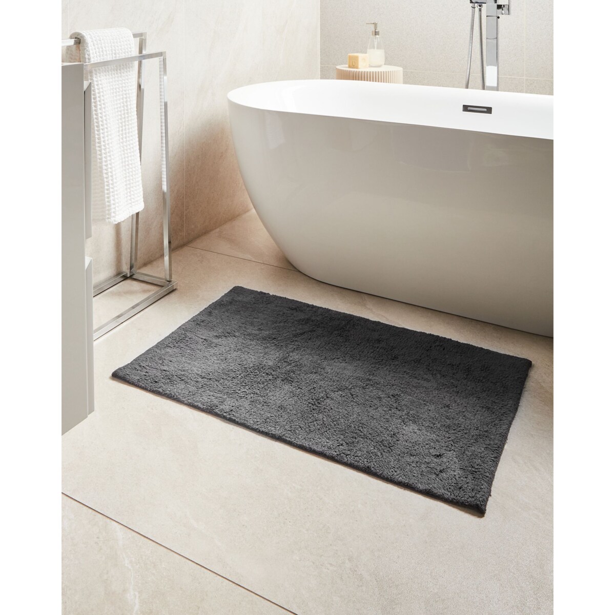 Dywanik łazienkowy GOELA Czarny 60 x 90 cm Bawełna