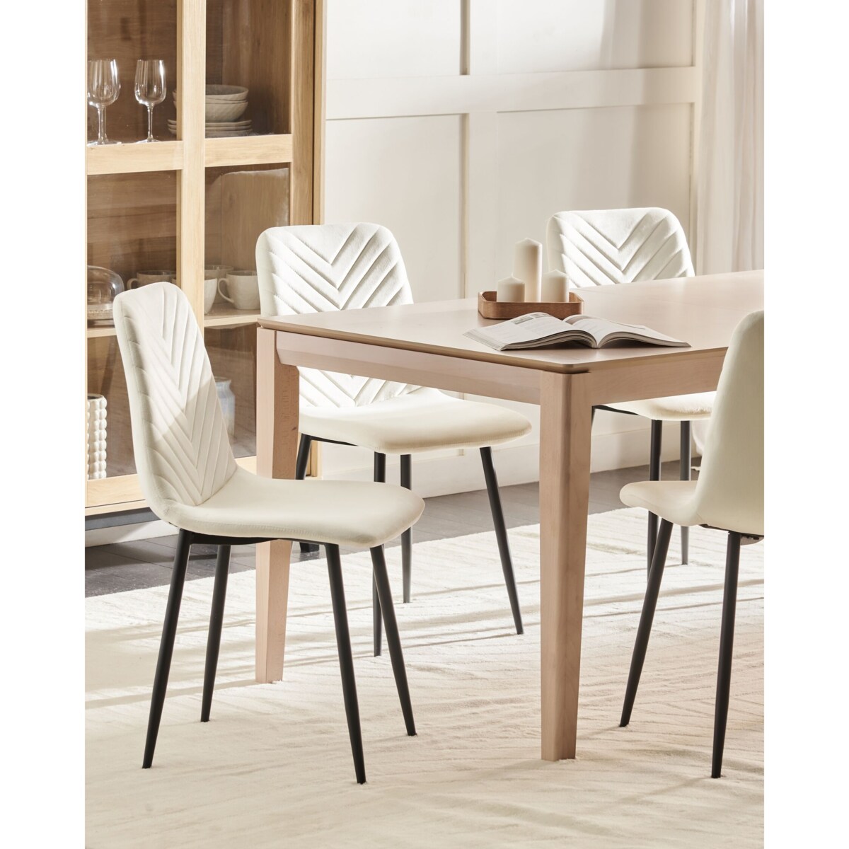 Krzesło do jadalni Zestaw 4 Welur Złamana biel HAVRE