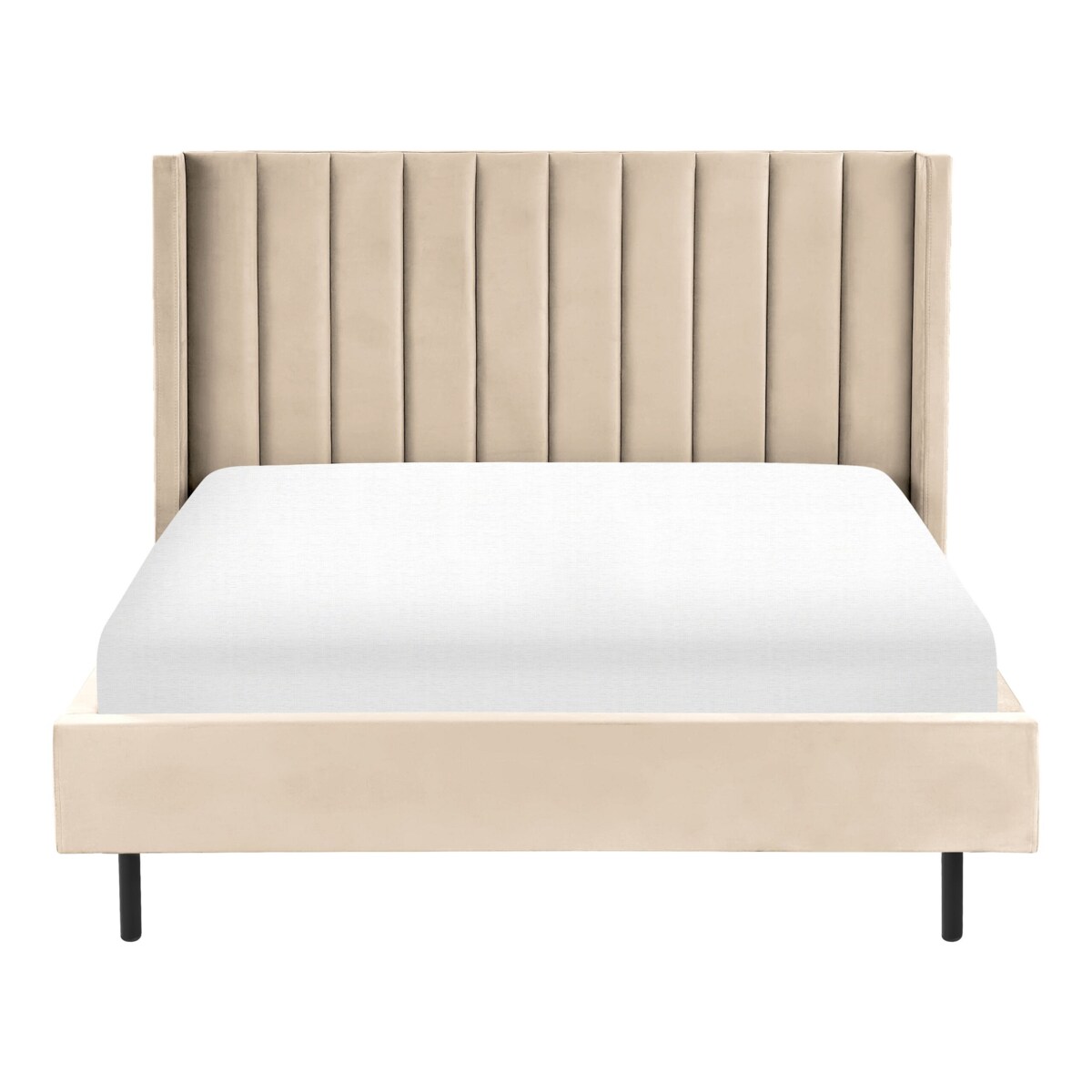 Łóżko welurowe 140 x 200 cm beżowe VILETTE