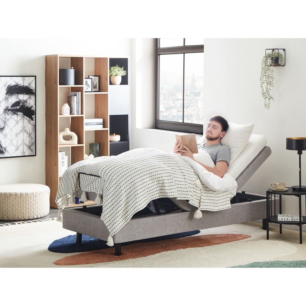 Łóżko regulowane bez zagłówka DUKE II 80 x 200 cm Jasnoszary