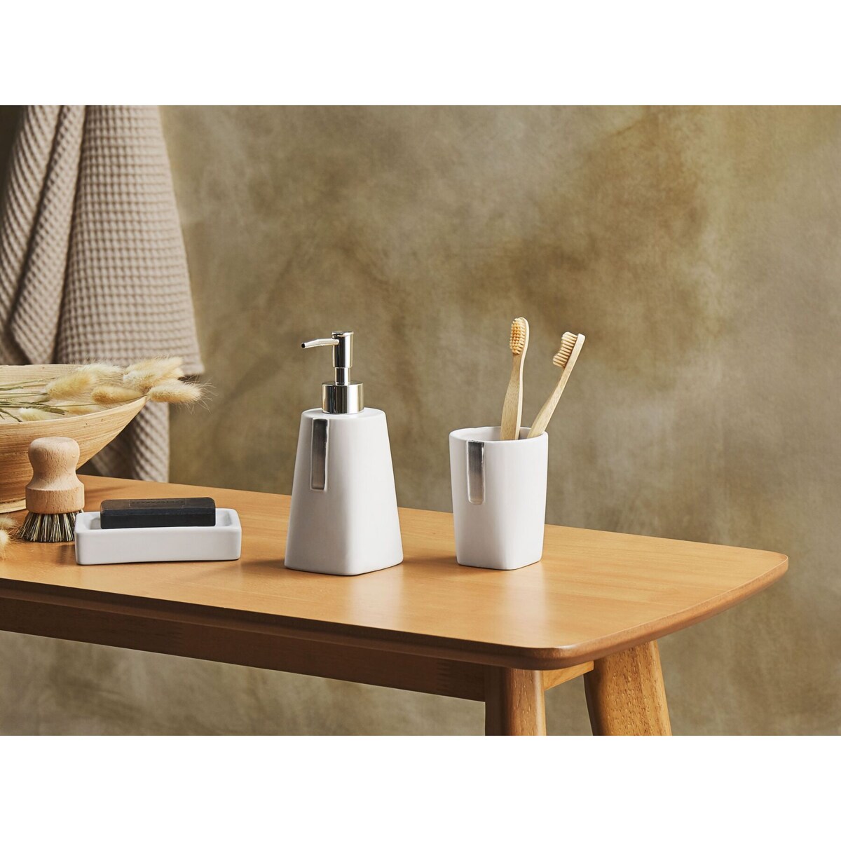 3-częściowy zestaw akcesoriów łazienkowych ceramiczny beżowy SONANA